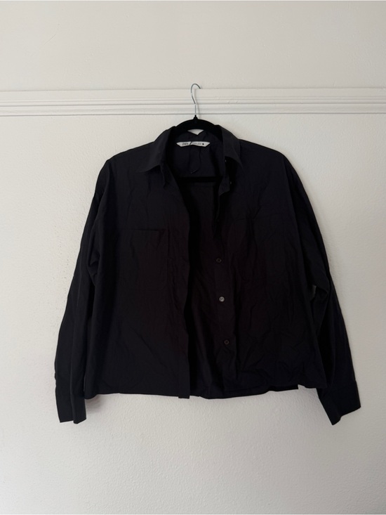 Zara Tops - ZARA Japan Black Button-Up Shirt Boxy Cropped Shirt Small